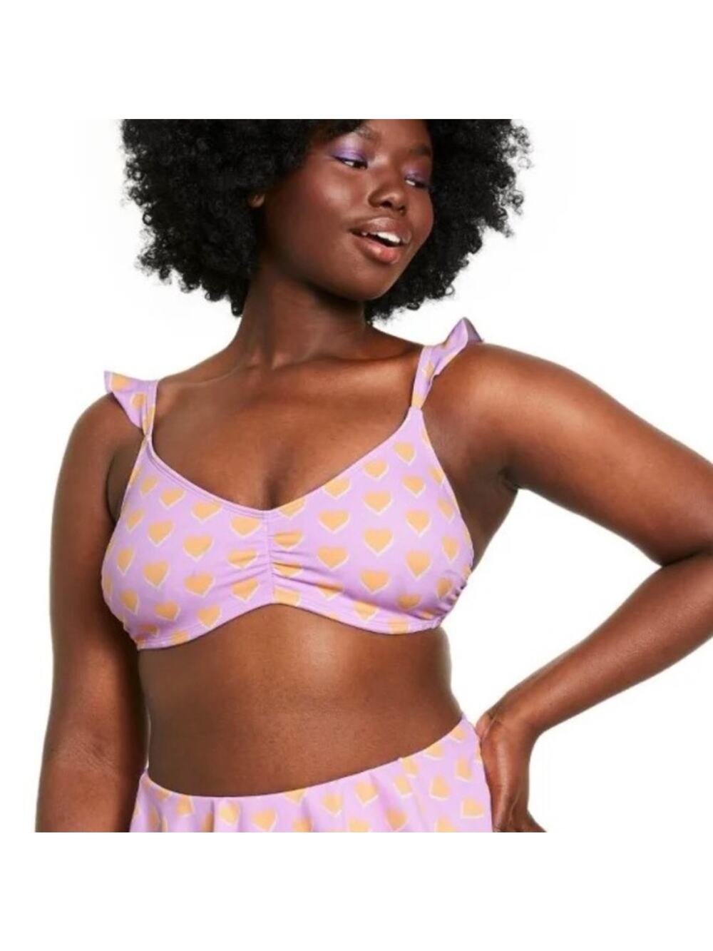 Stoney Clover Lane x Target Heart Flutter Ruffle Strap Bikini Swim top womens M